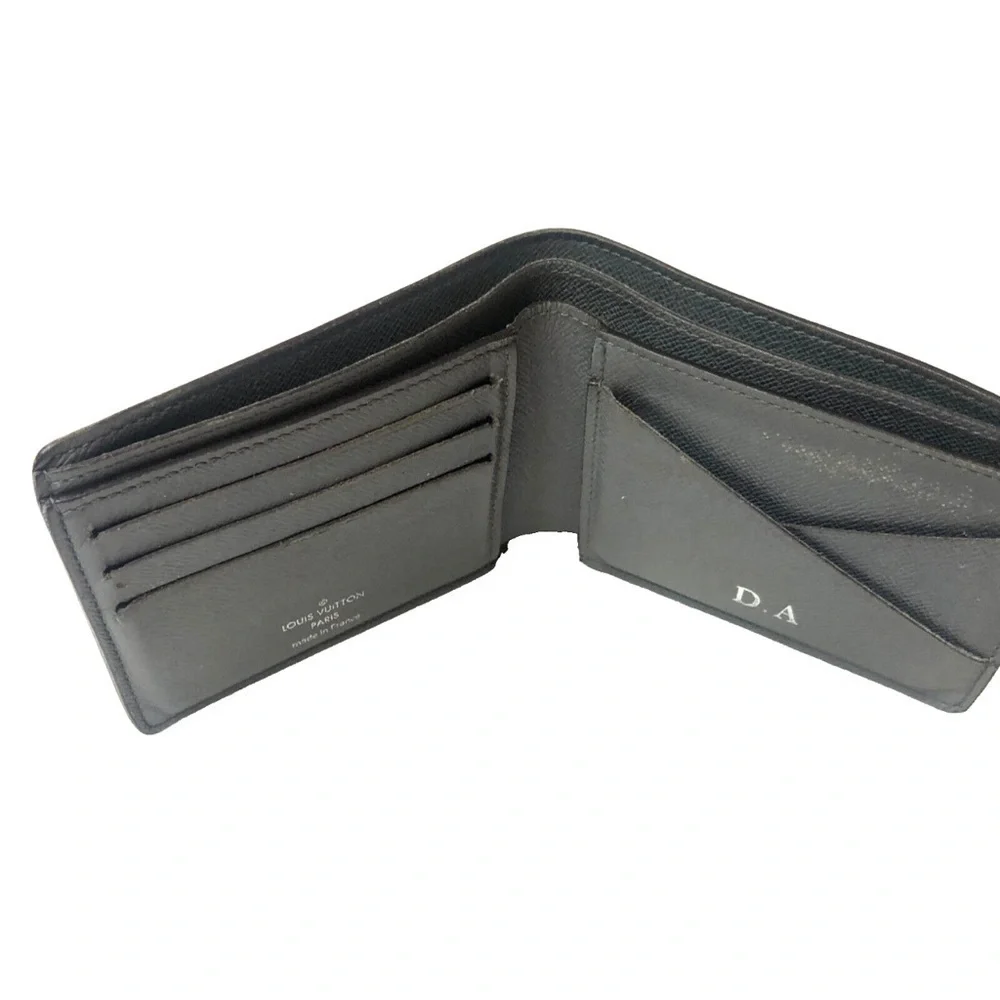 Louis Vuitton Taiga Leather Bifold Gray Men’s Wallet Made In France